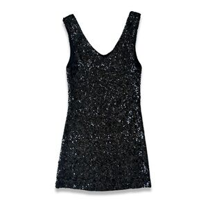 Amber Blue Black Sequin Sleeveless Stretch Bodycon Mini Dress Juniors Size Large